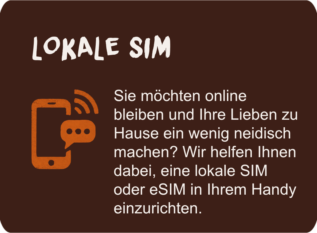 Lokalt SIM-kort eller eSIM som hjälper dig att hålla kontakten under resan.